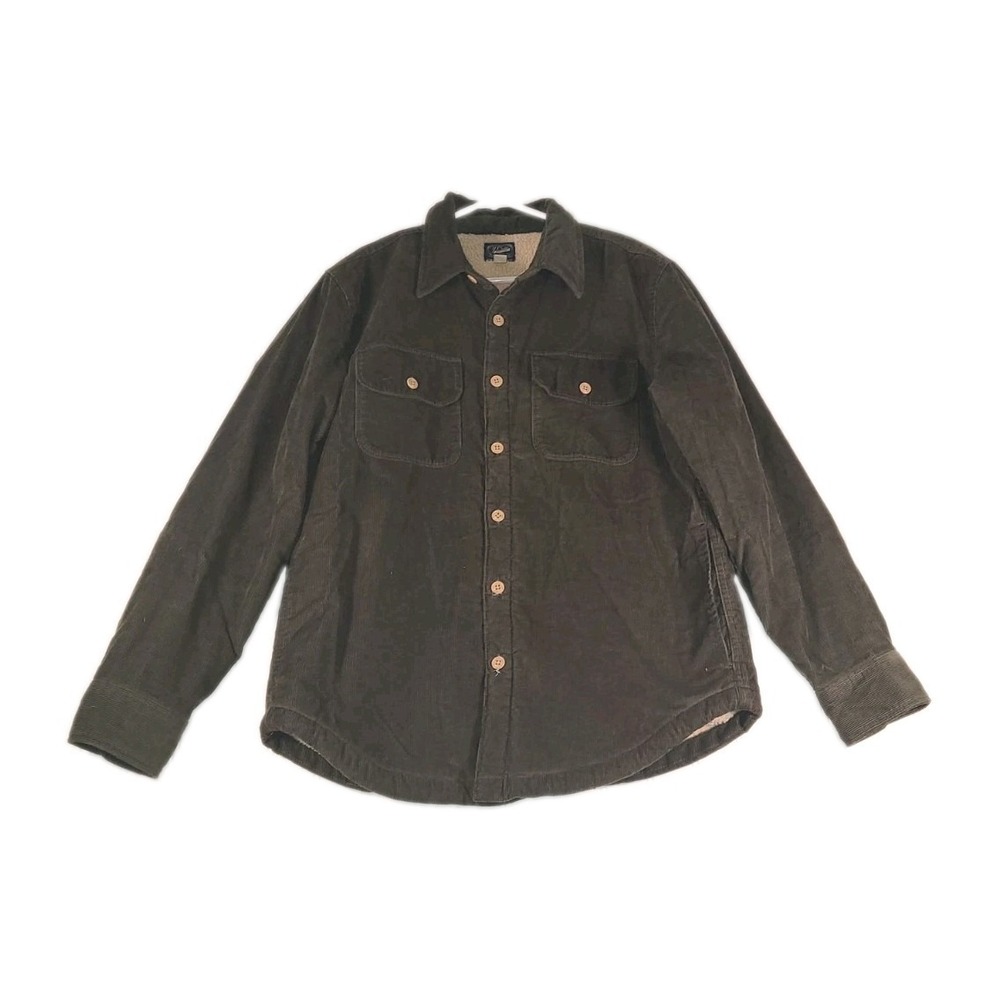 J.Crew Corduroy Shacket Sherpa Lined Shirt Jacket Mens M Green Heritage Workwear